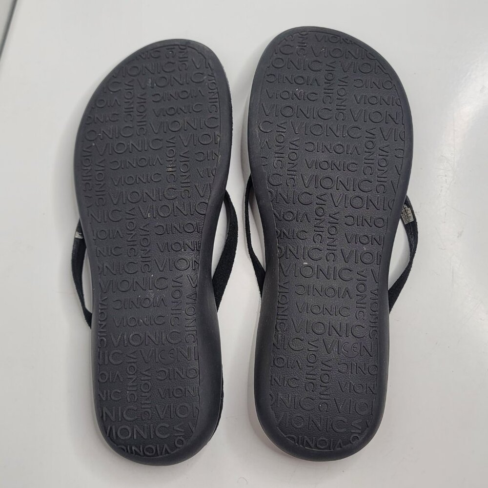 Vionic Orthaheel Womens 344 Corfu‎ Size 9 Black Velvet Thong Flip Flops Sandals - Picture 6 of 8